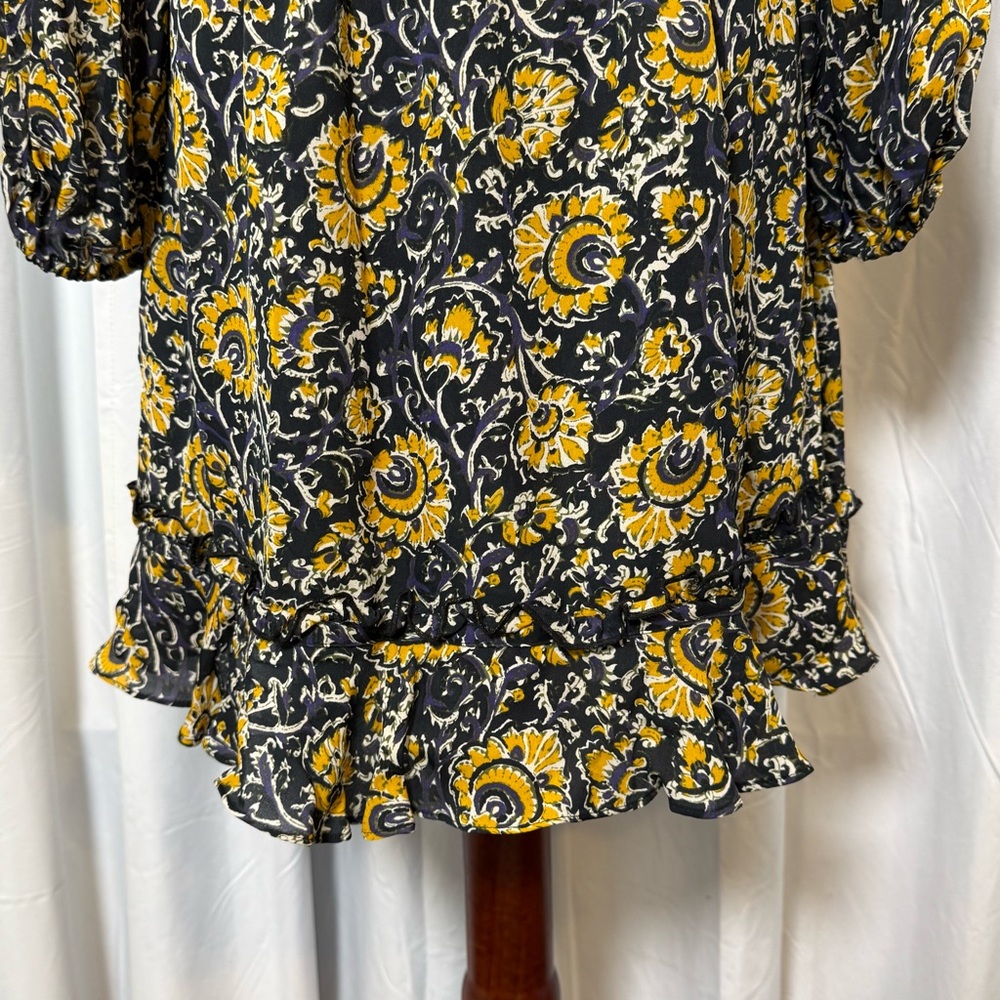 Veronica Beard Ida Silk Floral Mini Dress Ruffle Boho Womens 8 - Picture 12 of 15